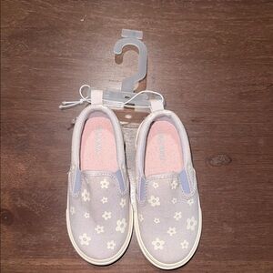 Old Navy Kids Floral Slip-On Sneakers - Cream and Pink